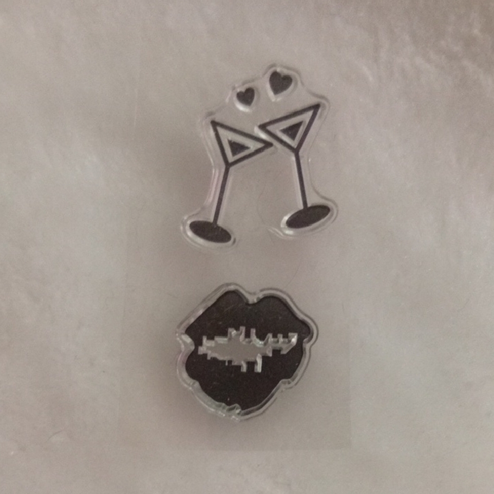 Silver and Black Cocktail Glasses and Lips Clear Vinyl Stampers